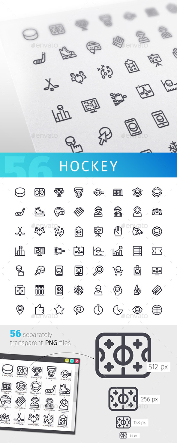 Hockey Line Icons Set