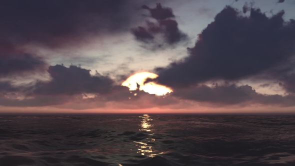 Sunset Over The Boundless Ocean