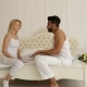 Couple Relationships Problem Fight Conflict Sitting On Bed Argue Unhappy Woman Hit Man Negative - VideoHive Item for Sale