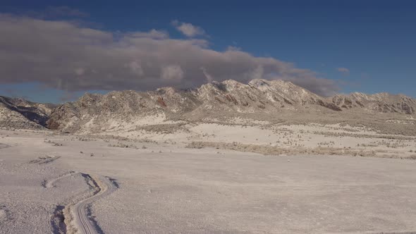 Aerial shot of the mountains near Boulder Colorado