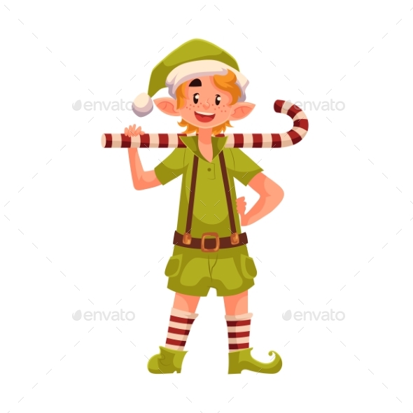 Christmas Elf with a Candy Cane
