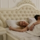 Couple Sleep Lying On Bed Morning Wake Up Happy Smile Man Hug Woman Home White Bedroom - VideoHive Item for Sale