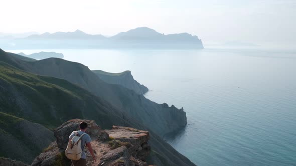 The Male Traveler Enjoys Beautiful Sea View