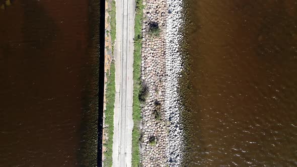 Isthmus Neck Dam in Lake Bay