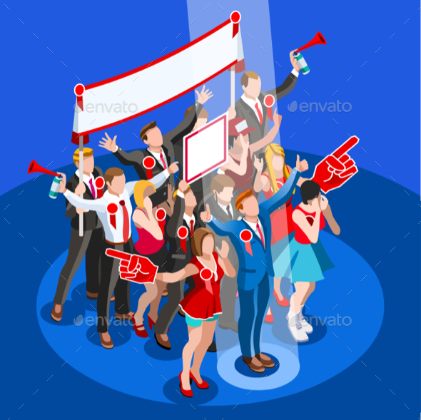 Election Infographic Convention Hall Vector Isometric People