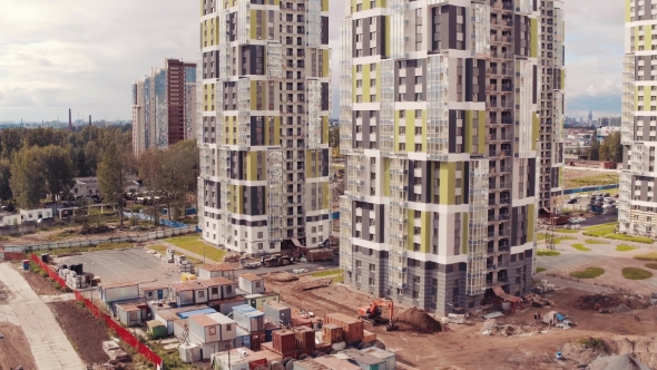 Flying Above Multi-storey Unfinished Building