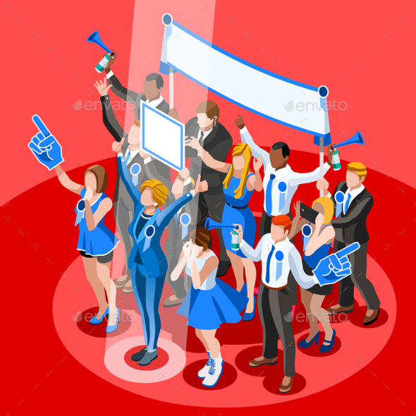 Election Infographic Crowd Congress Vector Isometric People