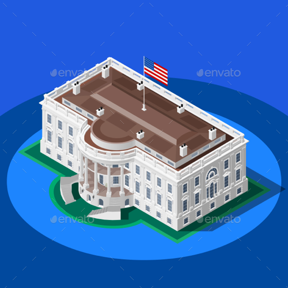 Election Infographic White House Vector Isometric Building