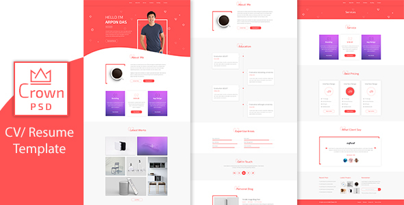 Crown Multipage Personal CV/Resume PSD Template