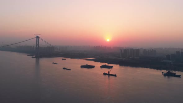 Sunrise of Yangtze River Bridge