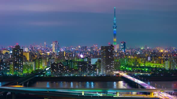 time lapse of Tokyo cityscape at night, Japan