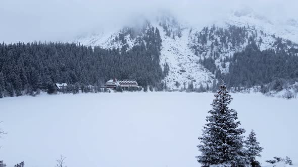 Aerial view of Popradske pleso in Tatras, Slovakia