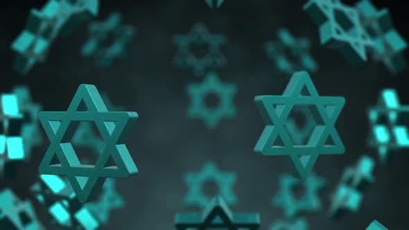 3D Rotating David Star Symbol Background