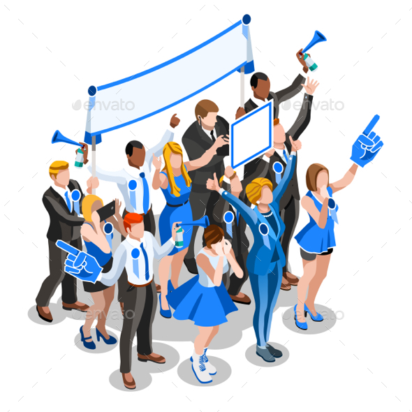 Election Infographic Crowd Convention Vector Isometric People