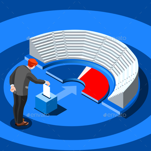 Election Infographic Parliament Vote Vector Isometric People