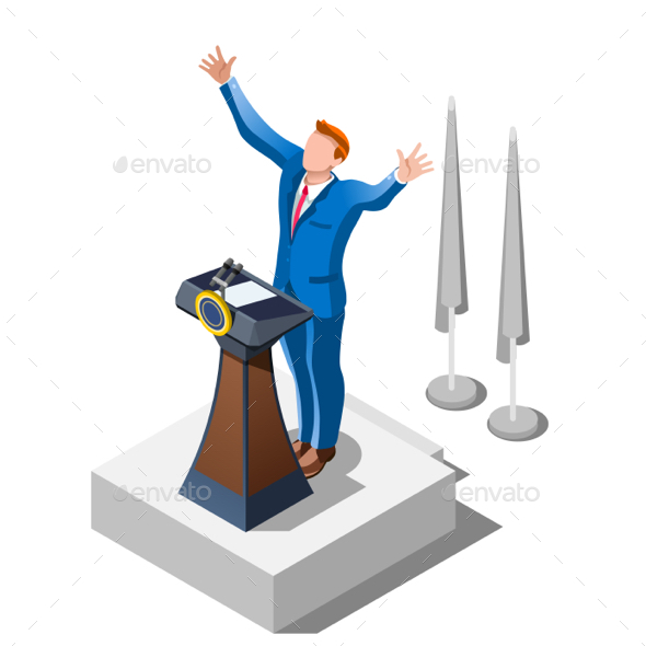 Election Infographic Political Debate Vector Isometric People