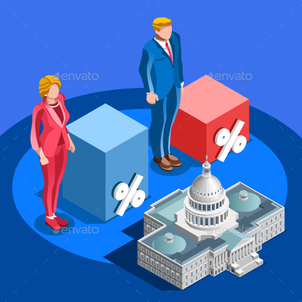 Election Infographic Pools Candidate Vector Isometric People