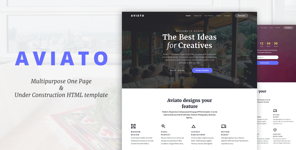 Aviato - Multipurpose One Page & Coming Soon HTML template