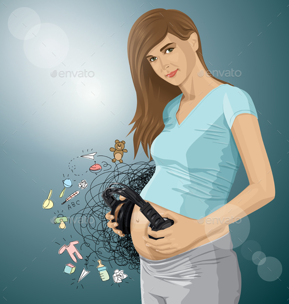 Pregnant Woman with Headphones