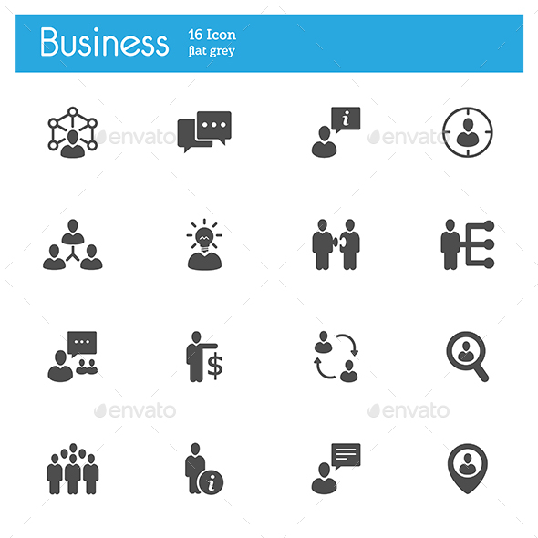 Business strategy flat gray icons