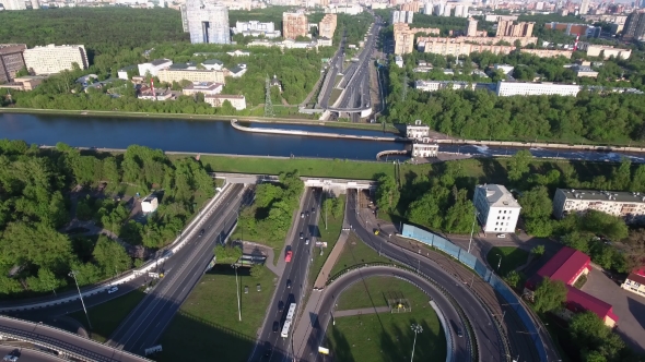 Aerial View Of a Freeway Intersection