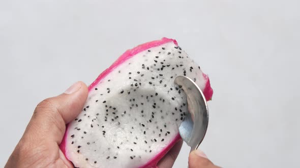 Eating Dragon Fruit Close Up