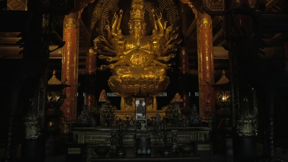 Buddhist Statue And Altar Decoration In Bai Dinh Temple, Vietnam alt