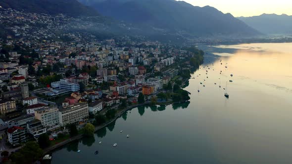 View of Locarno with Lake Maggiore, Ticino, Switzerland