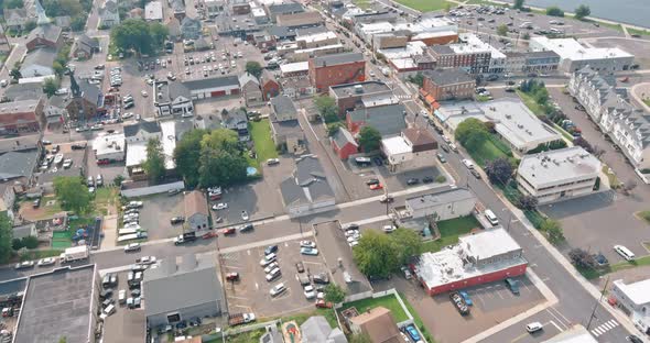 Top View of the Sleeping Area Street in the a Keyport Town of From Above Aerial View Near Ocean