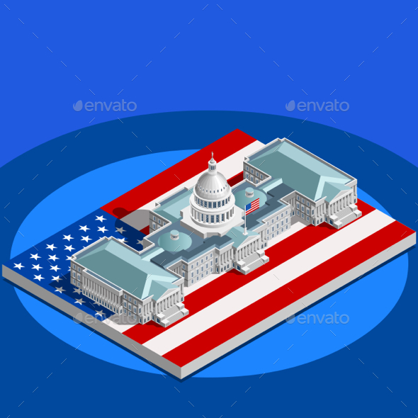 Election Infographic Congress Vector Isometric Building