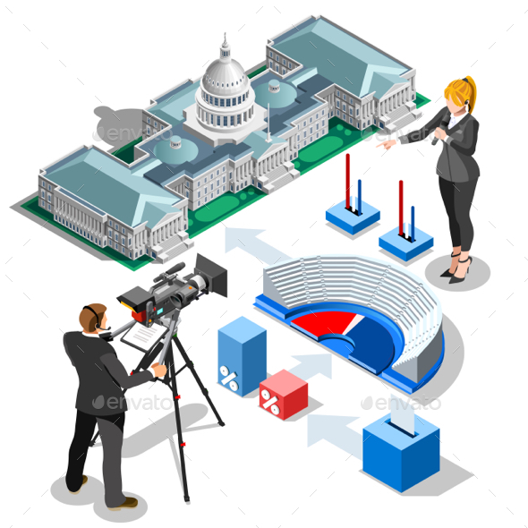 Election Infographic Us Capitol Vector Isometric Building