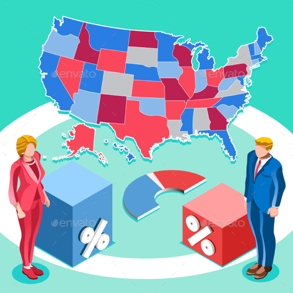 Election Infographic Us President Vector Isometric People