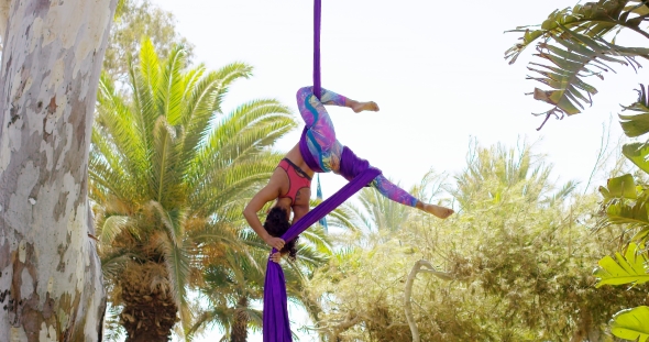 Fit Supple Acrobatic Dancer Giving a Performance
