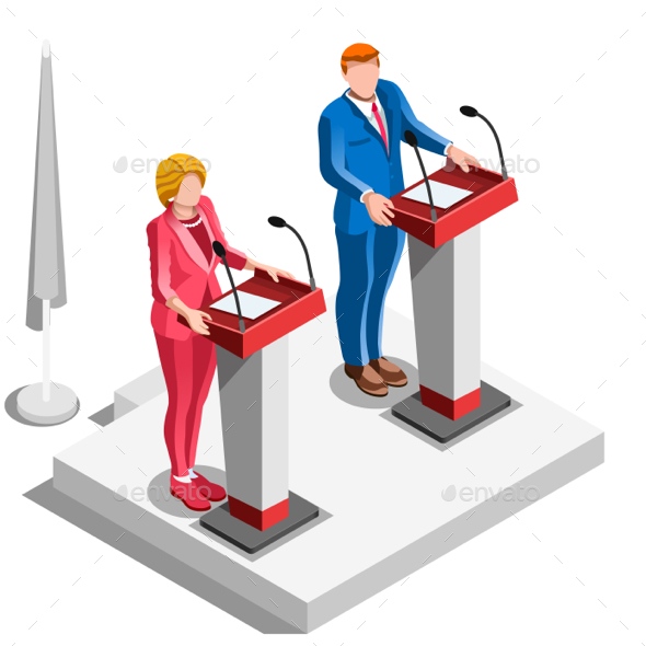 Election Infographic Politics Argue Vector Isometric People