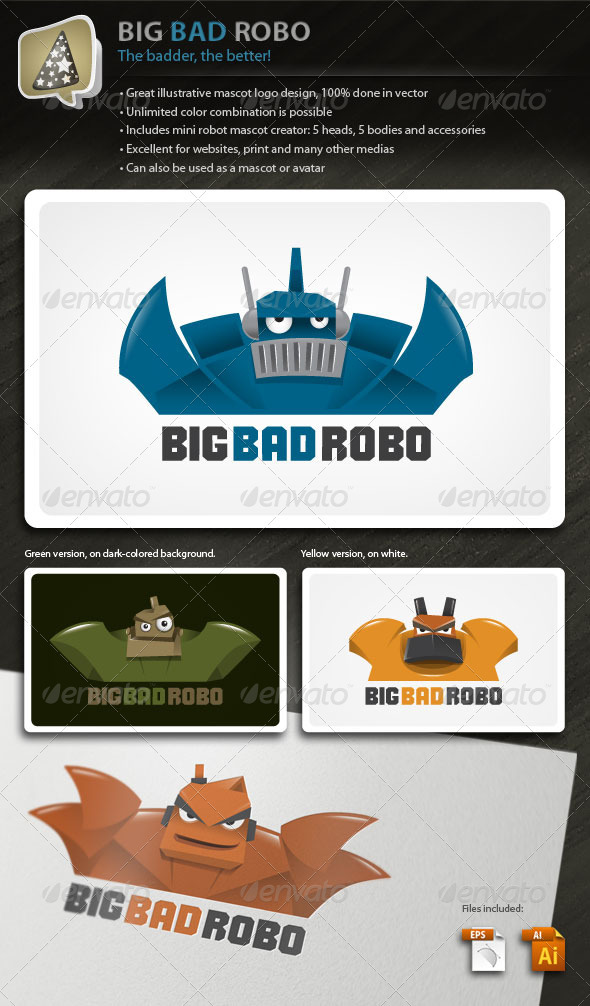 BigBadRobo - Strong Illustrative Robot Mascot Logo