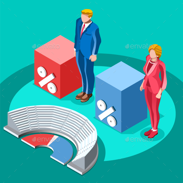 Election Infographic Congress Meeting Vector Isometric People