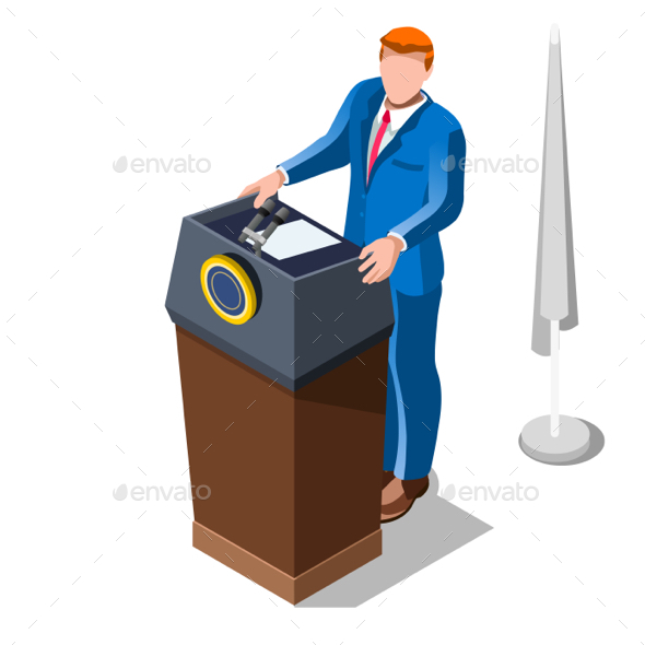 Election Infographic Lecture Theatre Vector Isometric People