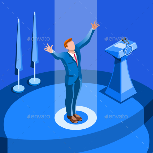 Election Infographic Political Convention Vector Isometric People