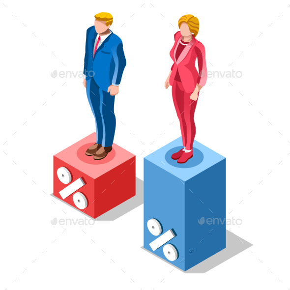 Election Infographic Pools Presidential Vector Isometric People