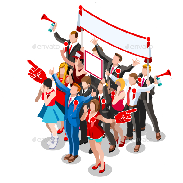 Election Infographic Crowd Conference Vector Isometric People