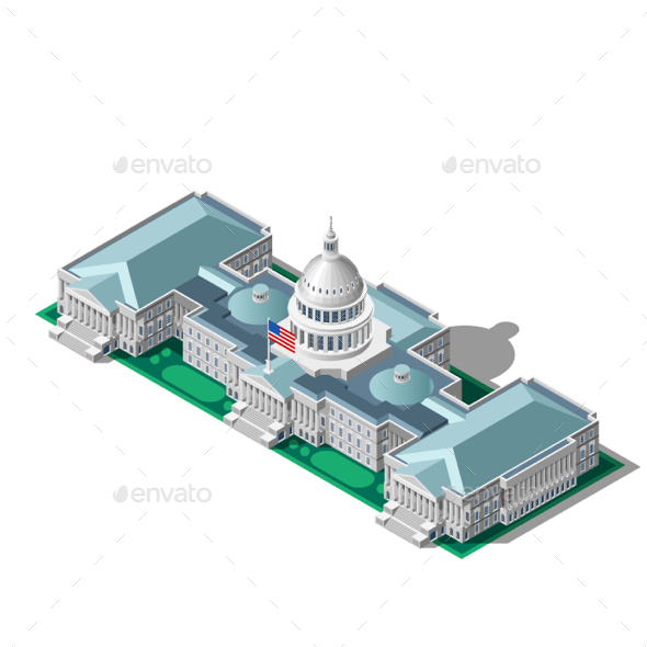 Election Infographic Parliament Vector Isometric Building