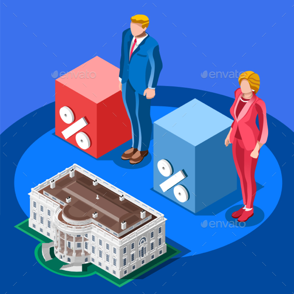 Election Infographic Presidential Score Vector Isometric People