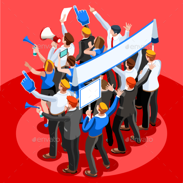 Election Infographic Pulpit Endorsement Vector Isometric People