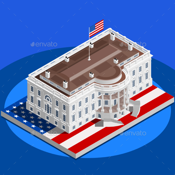 Election Infographic White House US Vector Isometric Building