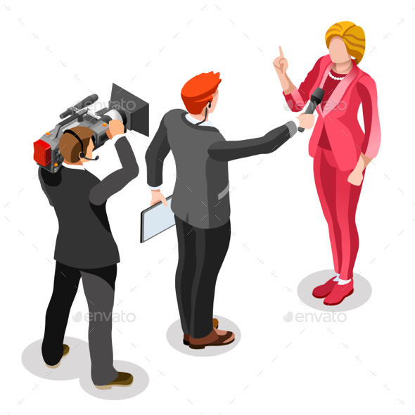 Election News Infographic Interview News Vector Isometric People