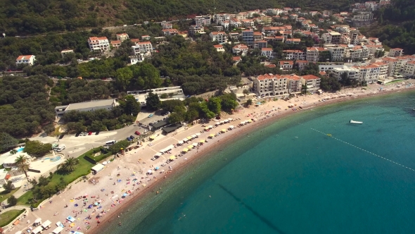 Aerial View of Resort Area With Vacationers