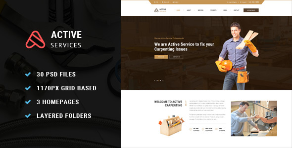 Active Service PSD Template