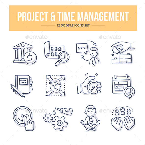 Project & Time Management Doodle Icons