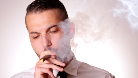 Man With Tie and Cuban Cigar