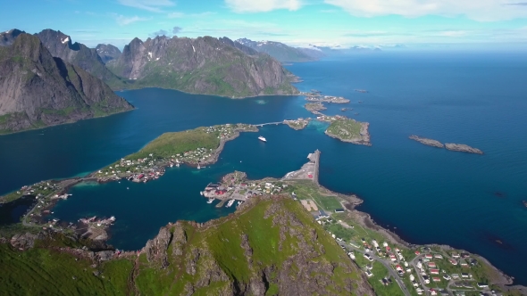 Lofoten Archipelago Islands Aerial Footage